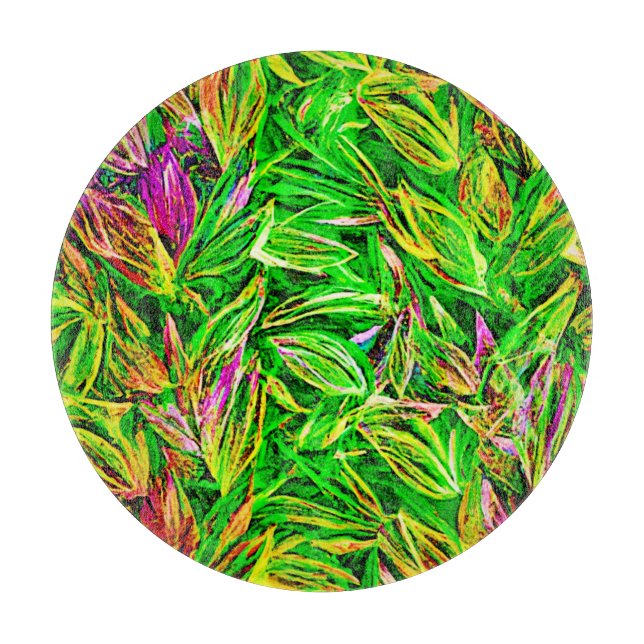 Textured Leaf Garden Art Cutting Board (Front)