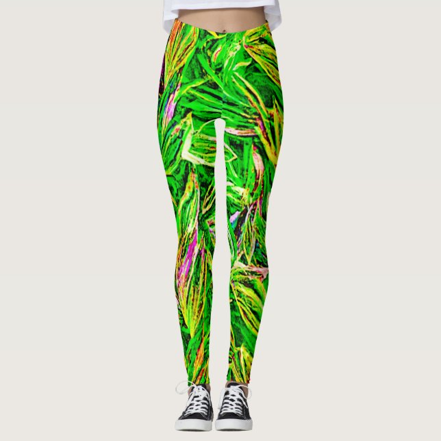 Textured Leaf Garden Art Leggings (Front)