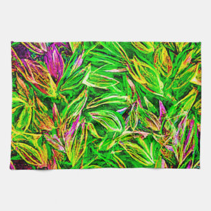 Textured Leaf Garden Art Tea Towel