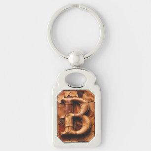Textured Leather Patchwork “B” Monogram Key Ring