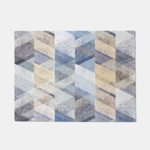 Textured light blue, beige zigzag napkins doormat
