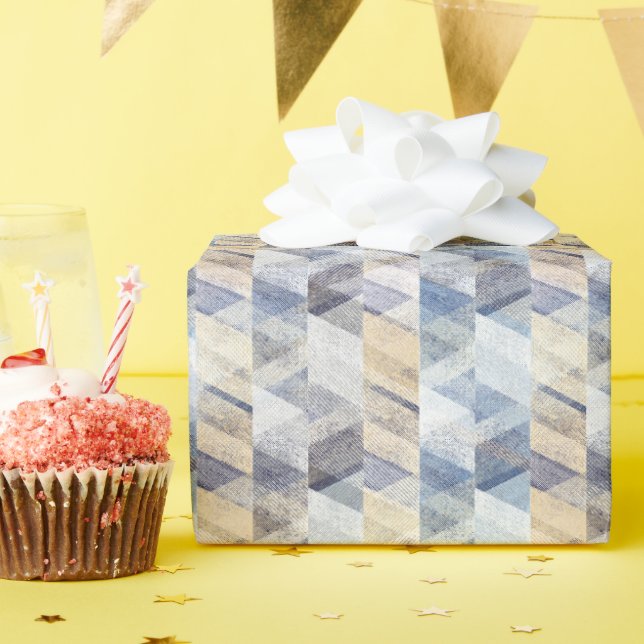 Textured light blue, beige zigzag  wrapping paper (Birthday Party)