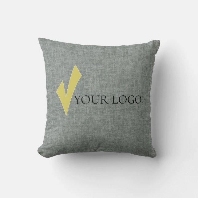  Textured light grey  with logo Throw Pillow (Front)