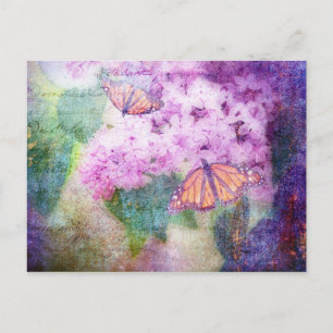 Textured Lilacs & Butterflies Postcard