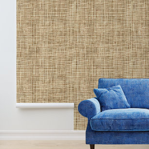 Textured Look Burlap Linen Tan  Wallpaper