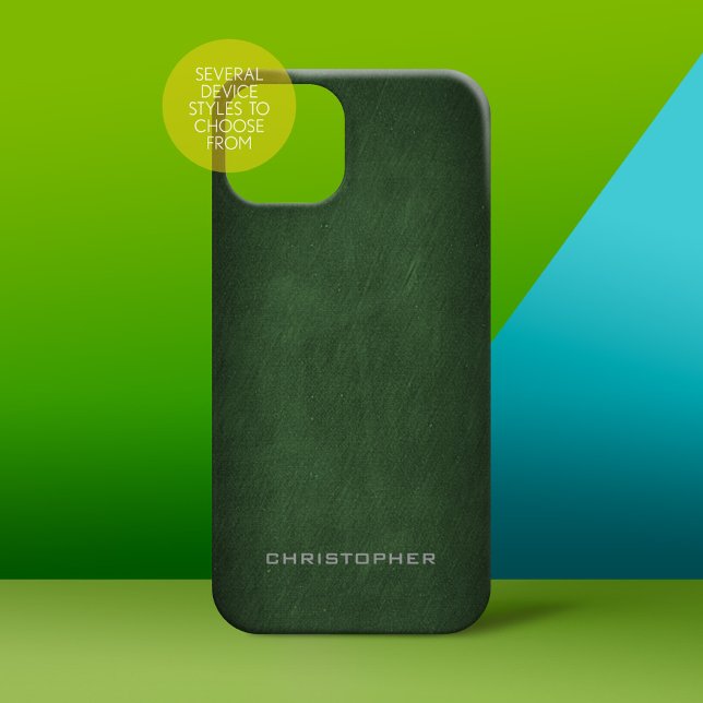 Textured Look with Green Manly Design Case-Mate iPhone Case (Personalized Phone Case - subtle name)
