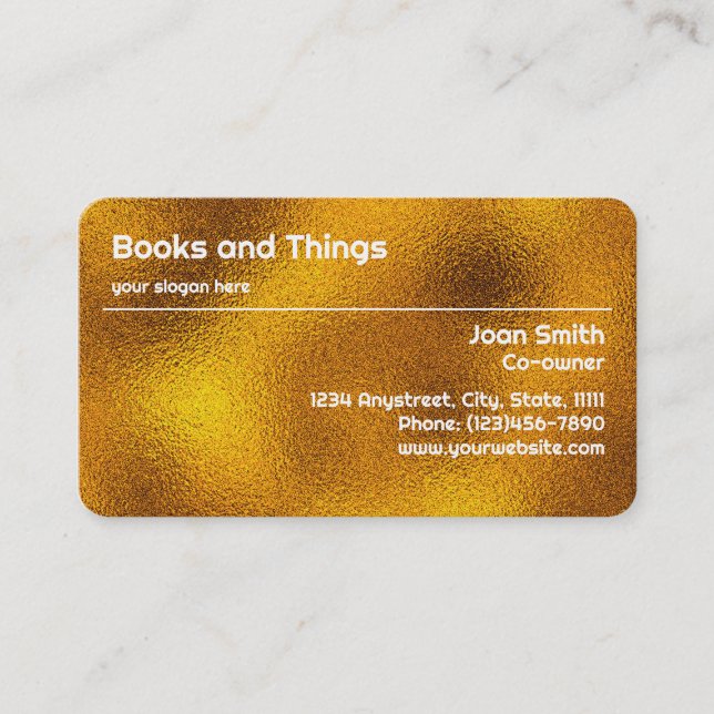 Textured Metallic Gold Foil Business Card (Front)