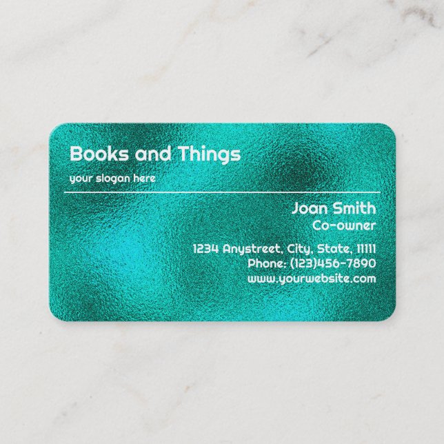 Textured Metallic Teal Foil Business Card (Front)