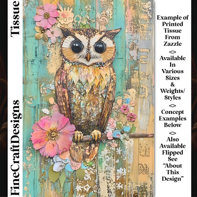 Textured Mixed Media Owl, Rustic DJ3L Decoupage Tissue Paper (Creator Uploaded)