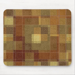 Textured monochrome brown tartan plaid. mouse mat