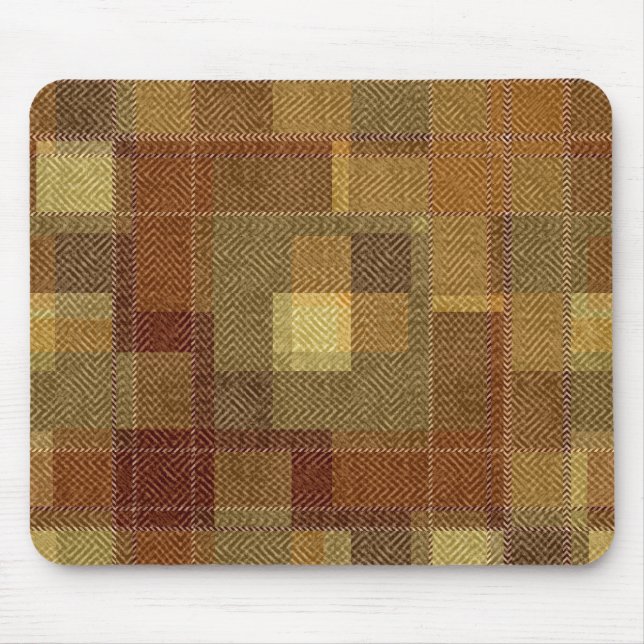 Textured monochrome brown tartan plaid. mouse mat (Front)