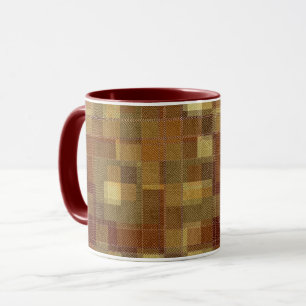 Textured monochrome brown tartan plaid. mug