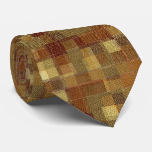 Textured monochrome brown tartan plaid. tie