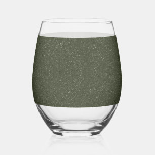 Textured Moss Green Custom Glassware Stemless Wine Glass