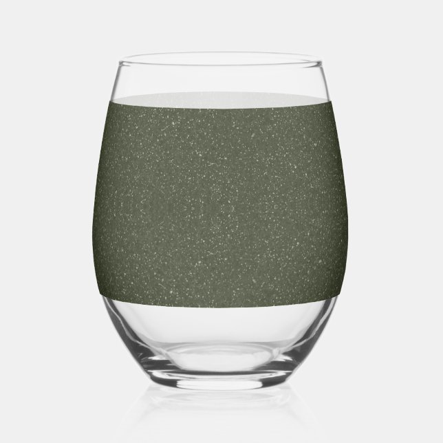 Textured Moss Green Custom Glassware Stemless Wine Glass (Front)