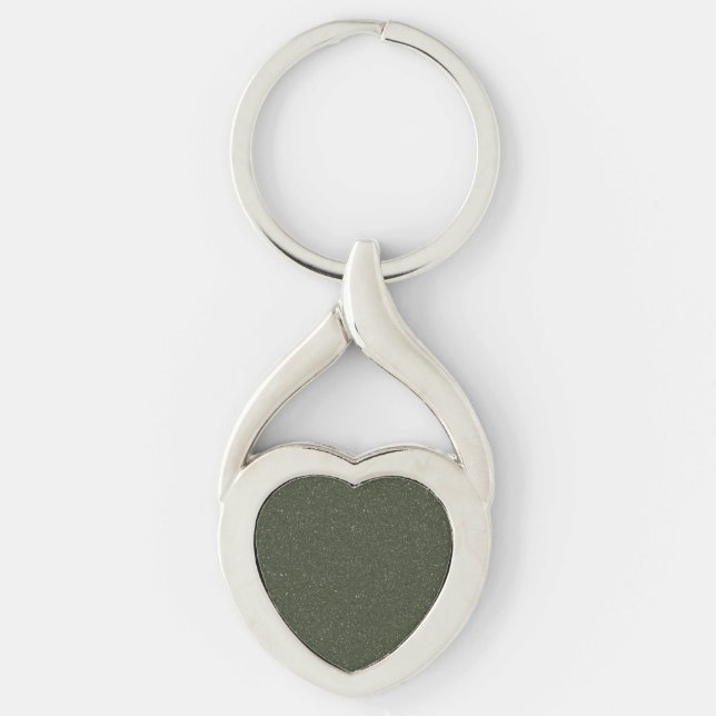 Textured Moss Green Heart Metal Keychain (Custom) (Front)
