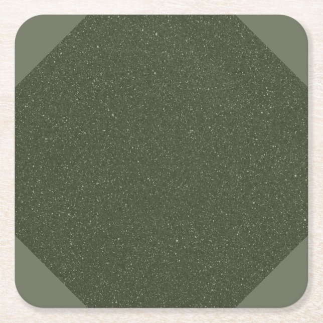 Textured Moss Green Octagon - Paper Coaster (Front)