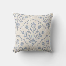 Textured Muted Blue Floral Scallop Pattern