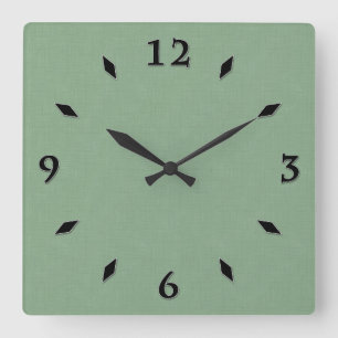 Textured muted green. square wall clock