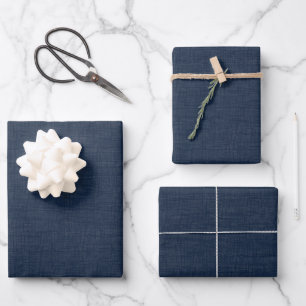Textured Navy Blue Wrapping Paper Sheet