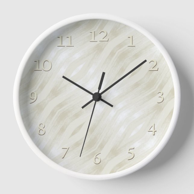 Textured noble light beige and white clock (Front)