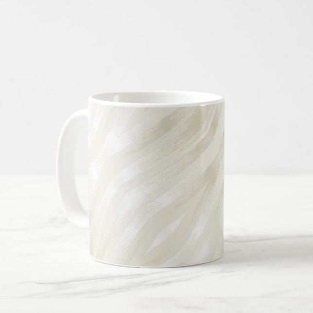 Textured noble light beige and white coffee mug (Front Left)
