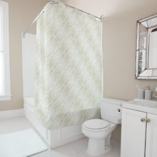 Textured noble light beige and white shower curtain