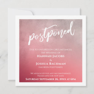Textured Ombre Bold Pink Postponed Wedding Card