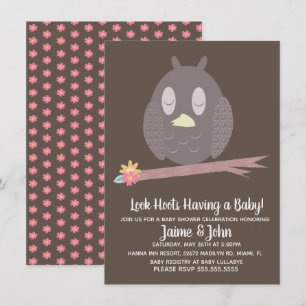 Textured Owl Woods Baby Shower Gender Reveal Invitation