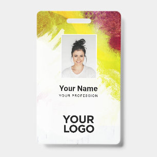 Textured Paint Employee Photo, Bar Code, Name ID Badge