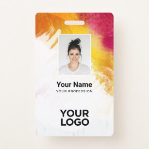 Textured Paint Employee Photo, Bar Code, Name ID Badge