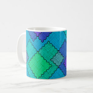 Textured patches multicolored strokes coffee mug
