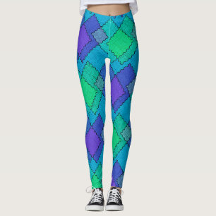 Textured patches multicolored strokes leggings