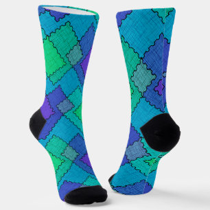 Textured patches multicolored strokes socks