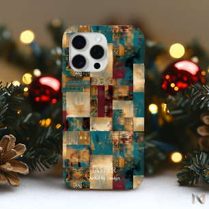 Textured Patchwork Charm – Rustic Artful Design iPhone 15 Pro Max Case