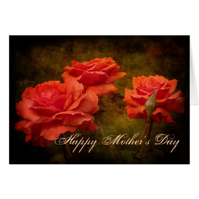 Textured Peach Coloured Rose Mother's Day Card (Front Horizontal)