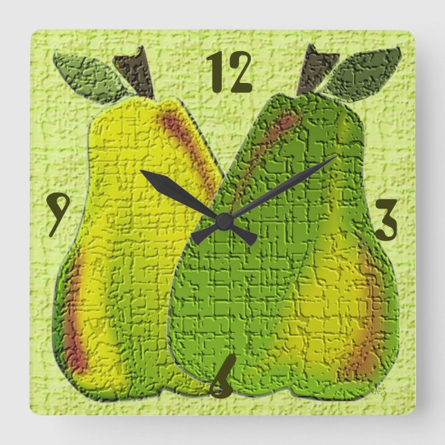 Textured Pears (lime) Wall Clock (Front)