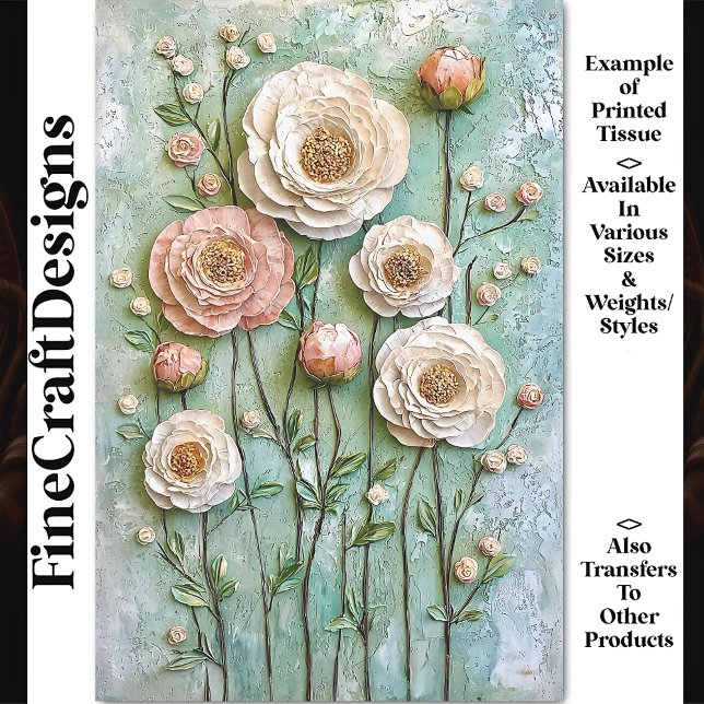 Textured Peonies, Cottage Garden BDL6 Decoupage Tissue Paper (Creator Uploaded)