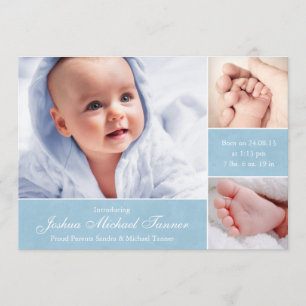 Textured Photo Boxes Baby Announcement - Boy