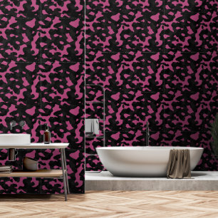 Textured pink and black camo abstract Wallpaper