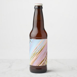 Textured Pink Background Beer Bottle Label