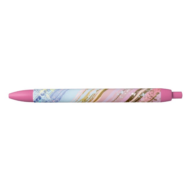 Textured Pink Background Black Ink Pen (Front)
