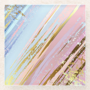 Textured Pink Background Glass Coaster