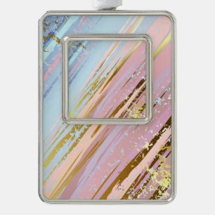 Textured Pink Background Silver Plated Framed Ornament