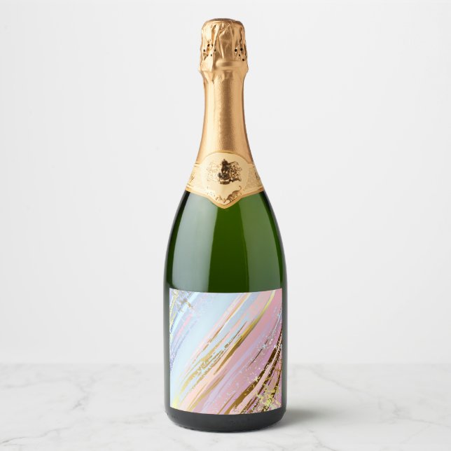 Textured Pink Background Sparkling Wine Label (Front)