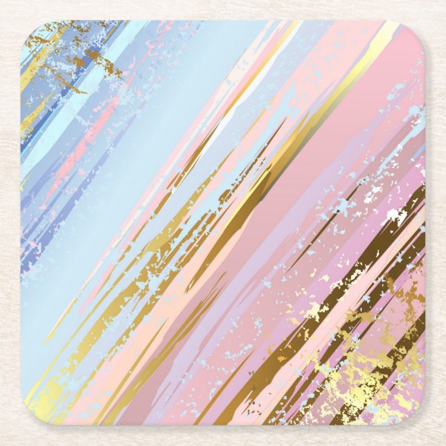 Textured Pink Background Square Paper Coaster (Front)