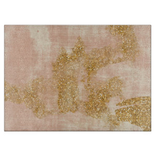 *~* Textured Pink Gold Glitter Distressed Golden Cutting Board