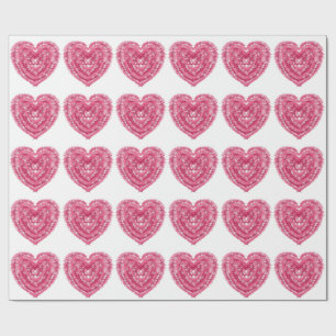Textured Pink Heart   Abstract Geometric Design Wrapping Paper