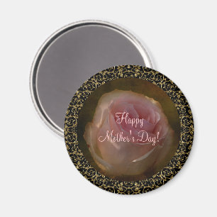 Textured Pink Rose Magnet