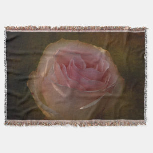 Textured Pink Rose Throw Blanket